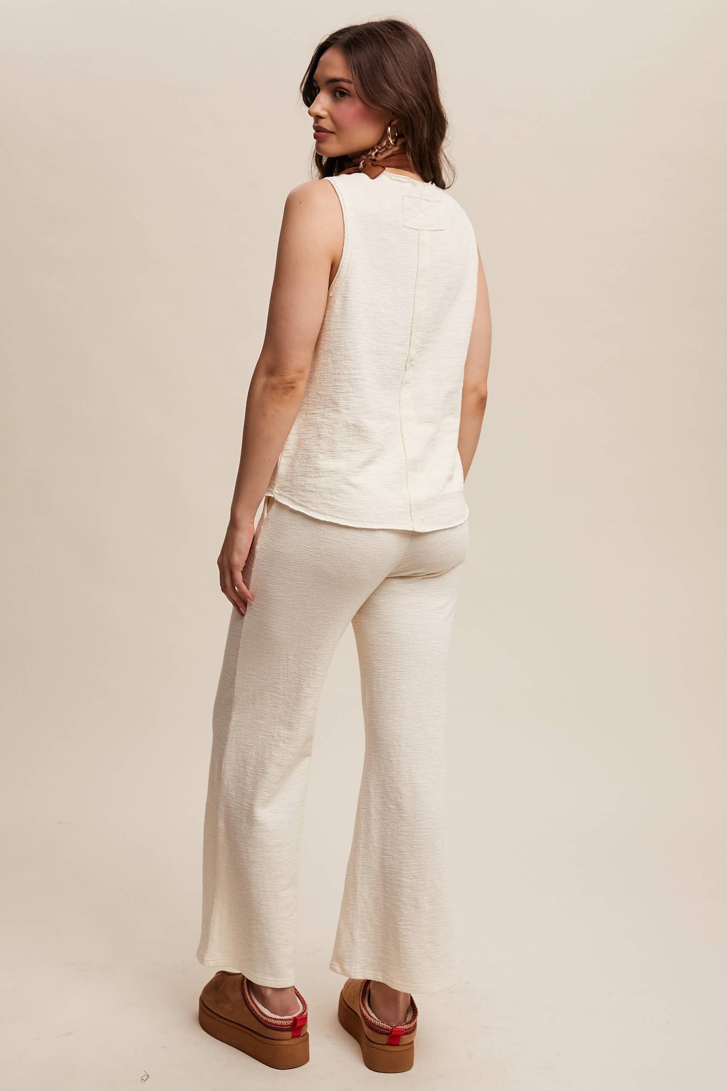 Listicle - Cream,Textured, Soft Lounge Set- SCREAMS VACATION!