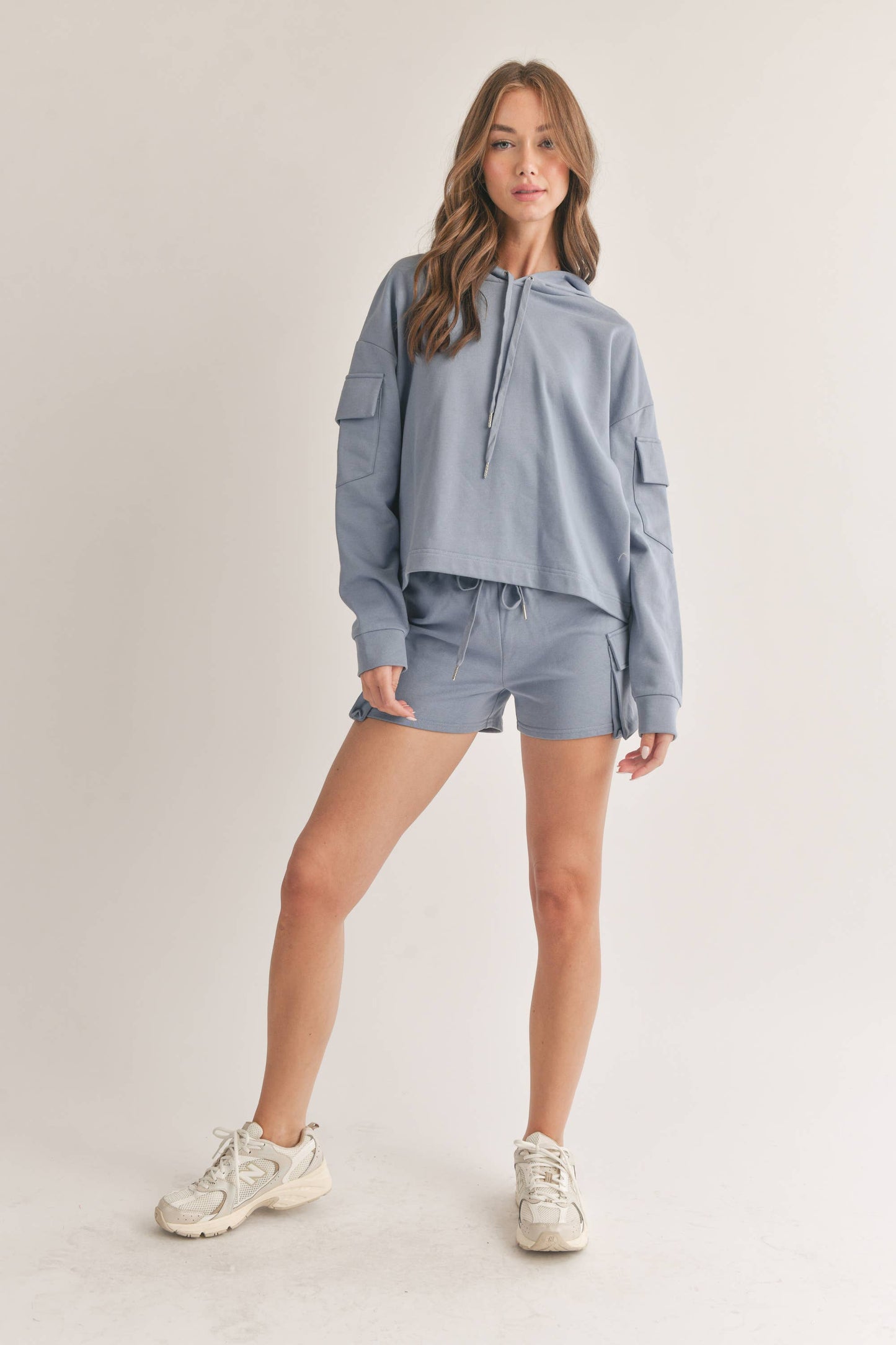 Klesis - HOODIE AND CARGO SHORTS SET, Dusty Blue and Scuba Soft!