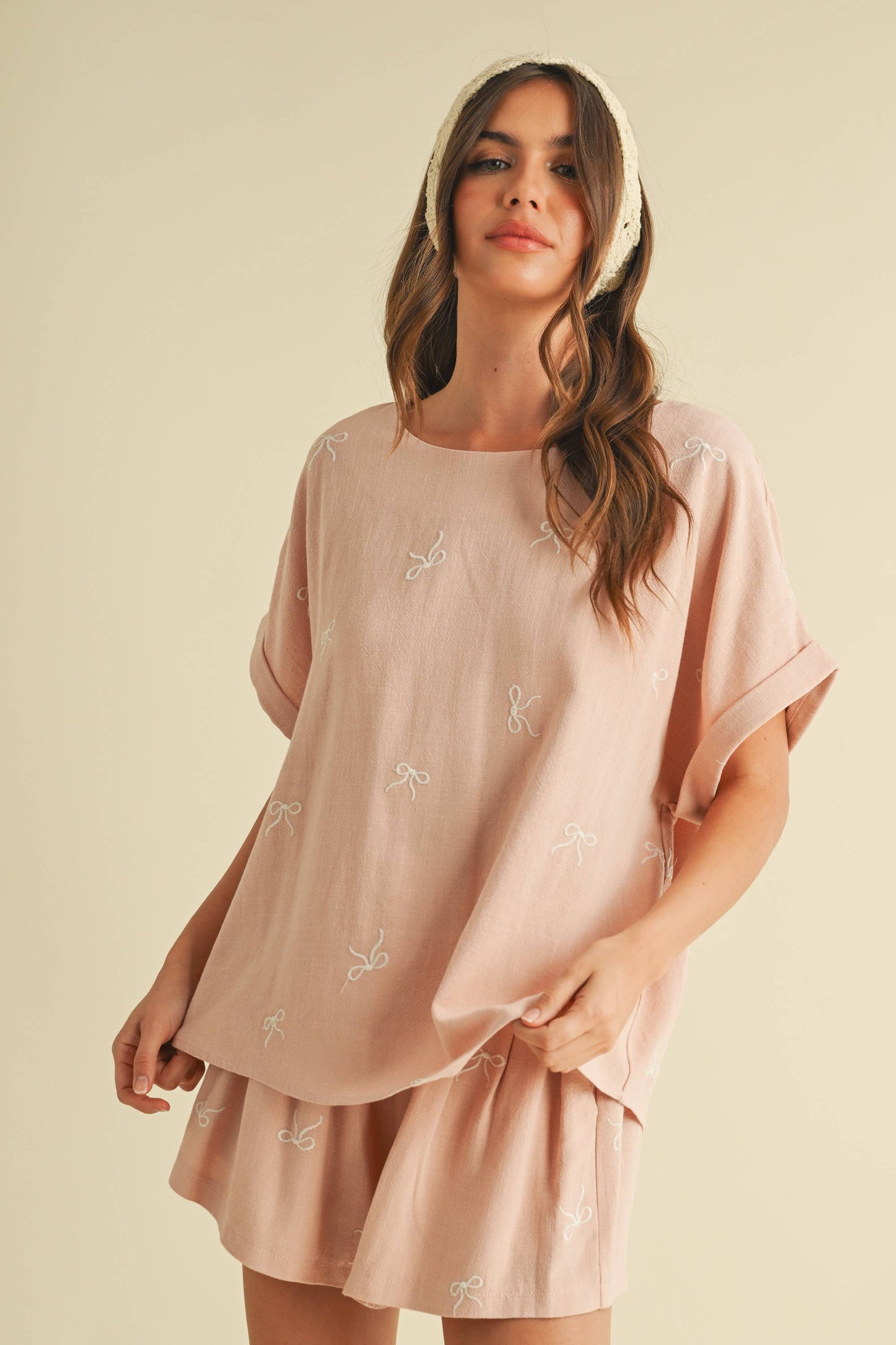 Klesis -OVERSIZED SHORT SLEEVE TOP WITH BELTED SHORTS SET