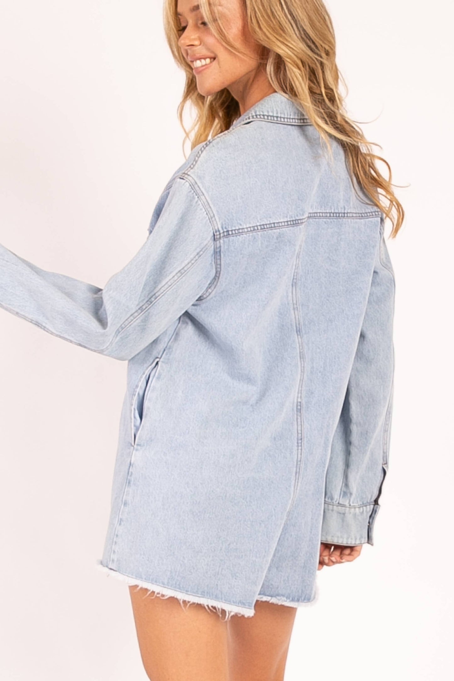 Heyson - Relaxed Denim Romper with Button-Up Front
