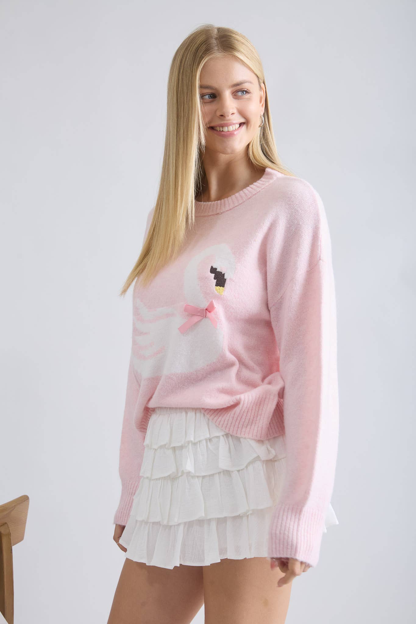 The Workshop Studio - SWAN BOW MOTIF KNIT PULLOVER SWEATER