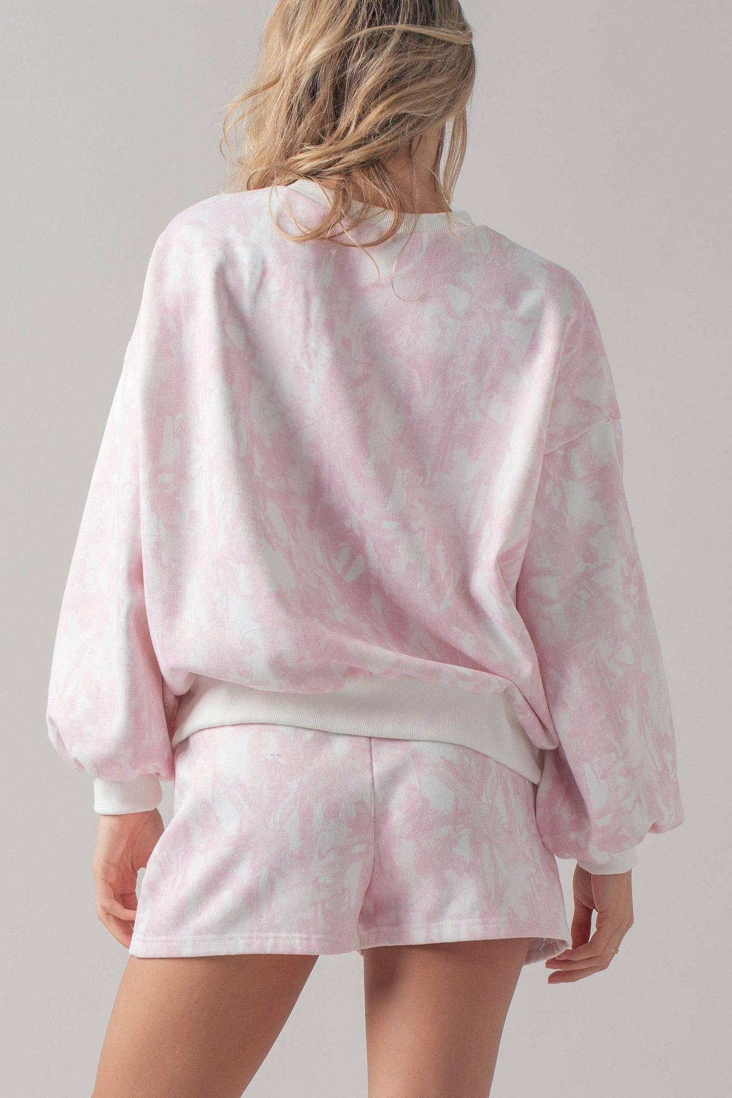Urban Daizy - Relaxed Leaf Print Lounge Sweatshirt Set pink camo