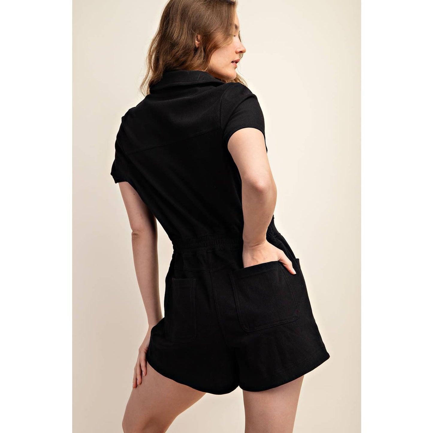 Rae Mode - COTTON STRETCH TWILL SHORT SLEEVE ROMPER