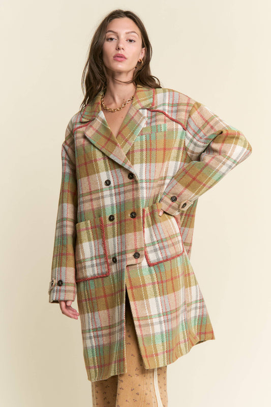 J.NNA - MUTLICOLOR PLAID COAT