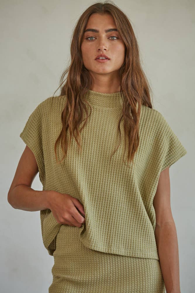 By Together - Knit Thermal Mock Neck Sleeveless Top
