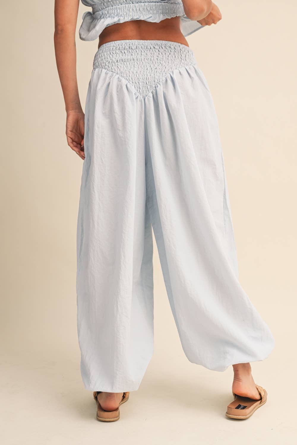 Klesis - SMOCKING DETAIL TUBE TOP AND WIDE PANTS SET