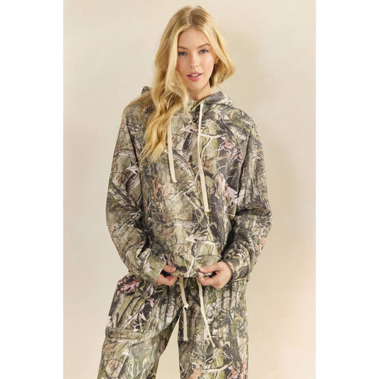 Veveret - Printed French Terry Hoodie and Matching Drawstring Sweatpants