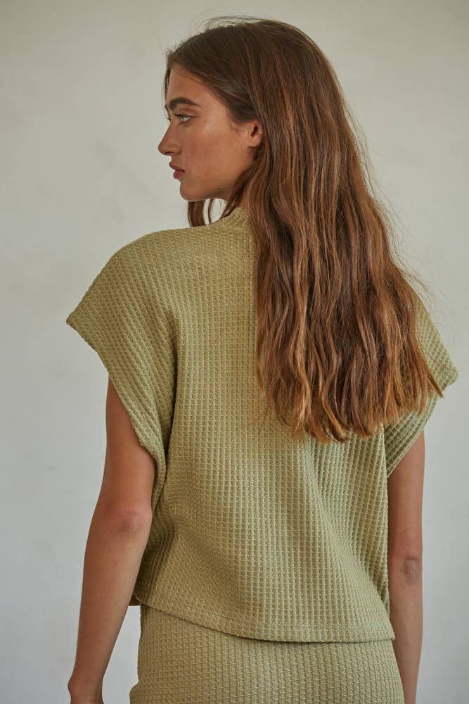 By Together - Knit Thermal Mock Neck Sleeveless Top