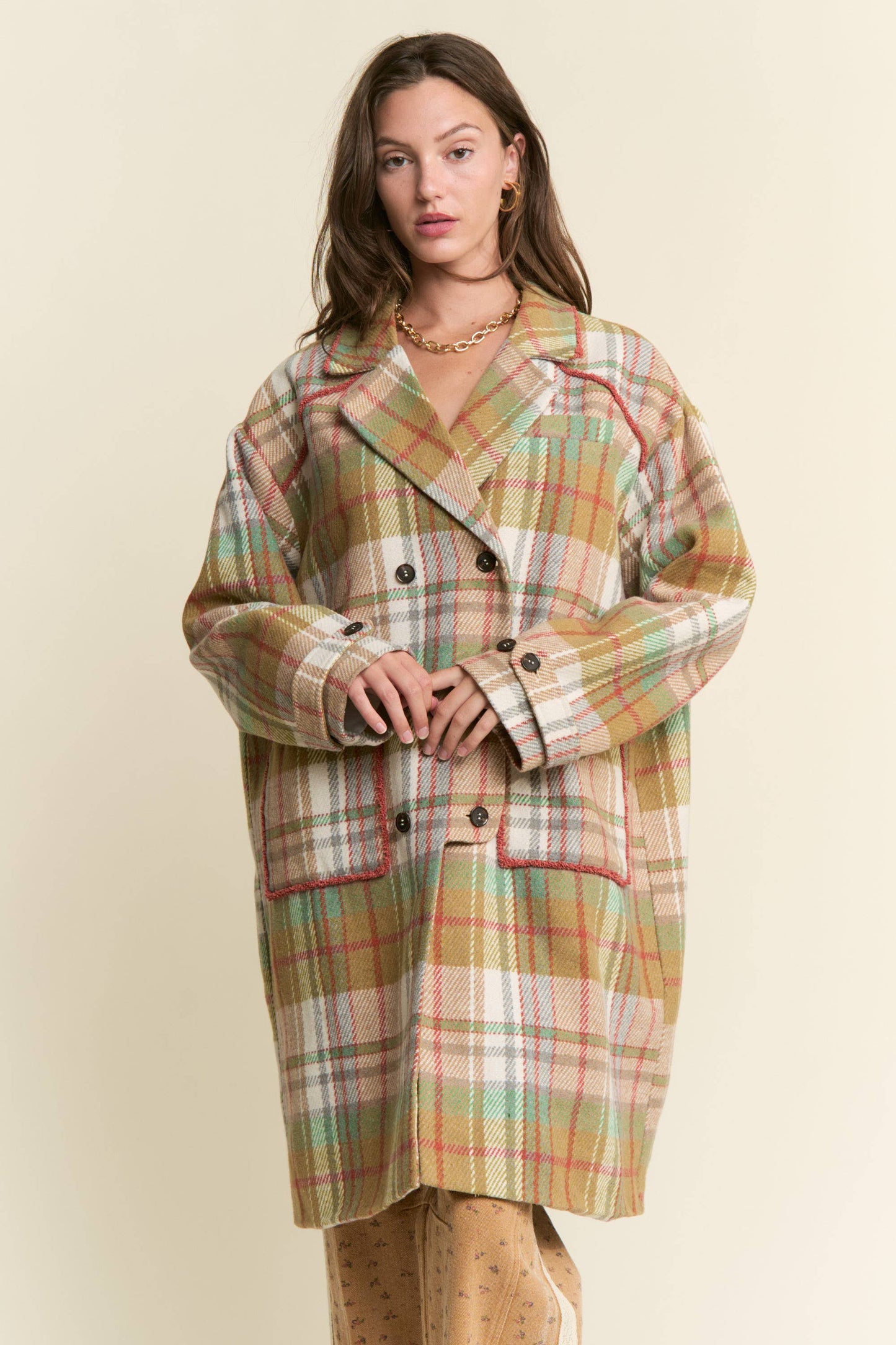 J.NNA - MUTLICOLOR PLAID COAT