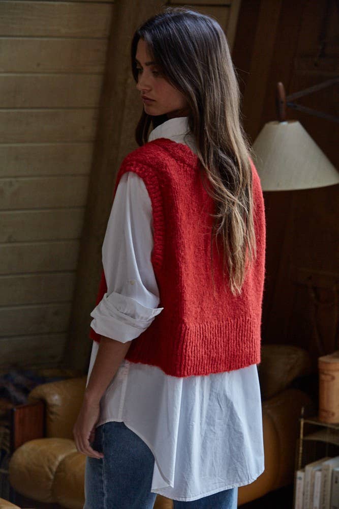 Knit Sweater Scoop Neck Vest Top