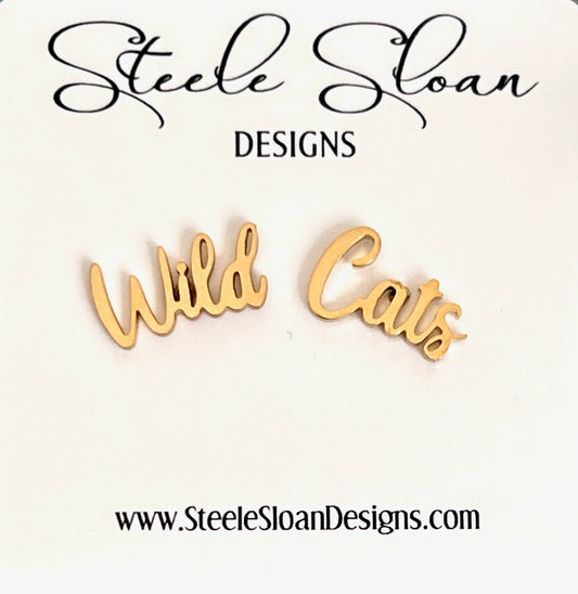 Cute Wild Cat Name Earrings, Gift for Wildcat Fan, Go Cats!