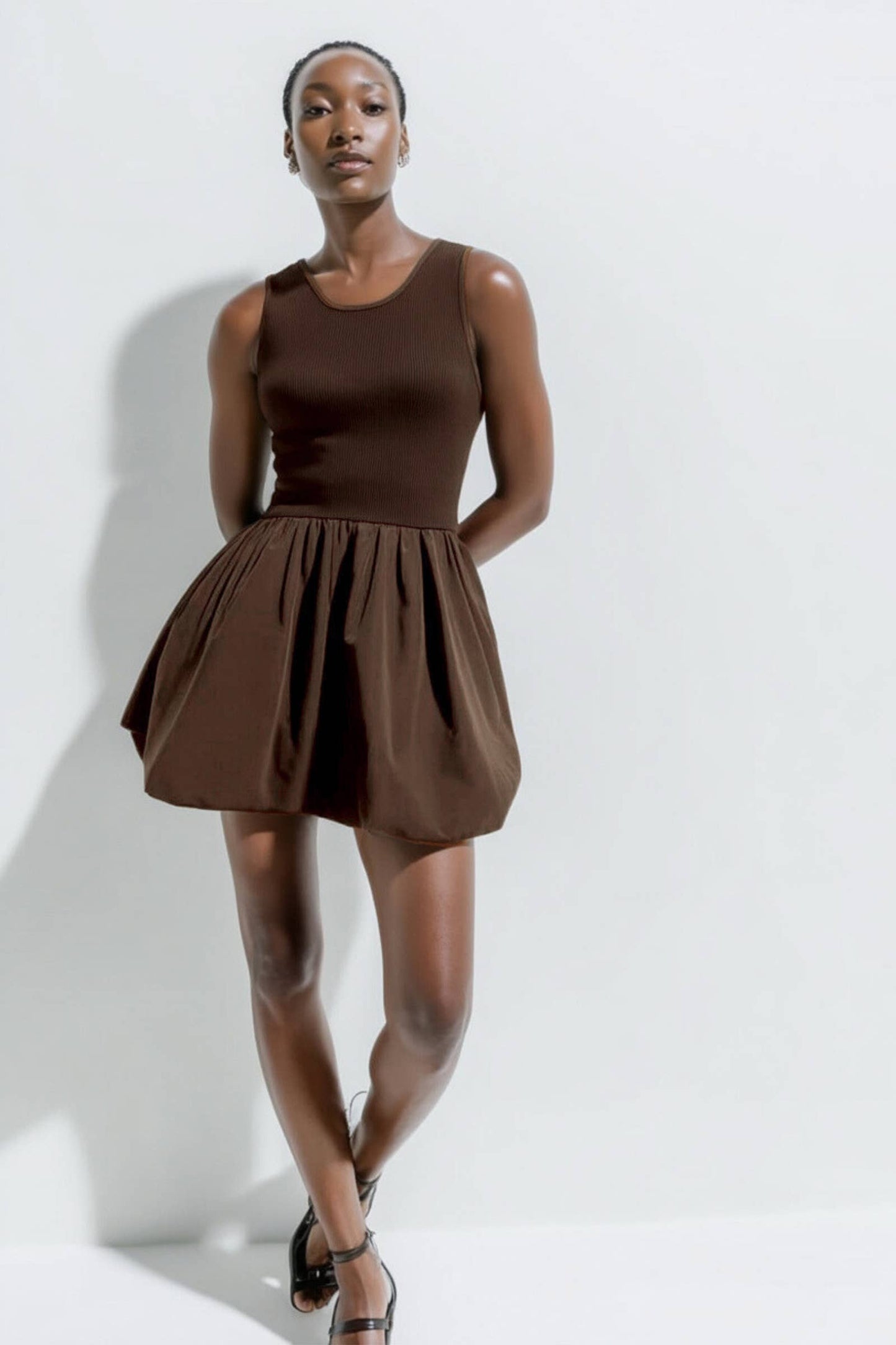Naked Zebra - Sleeveless Bubble Skirt Mini Dress- POCKETS!