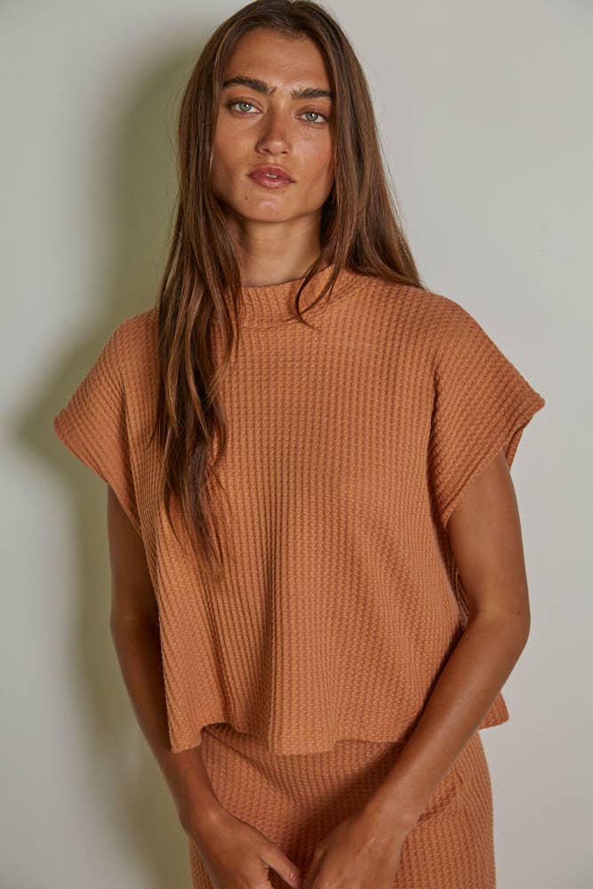 By Together - Knit Thermal Mock Neck Sleeveless Top