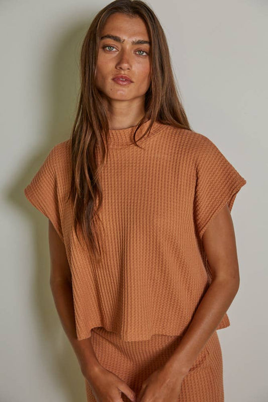 By Together - Knit Thermal Mock Neck Sleeveless Top