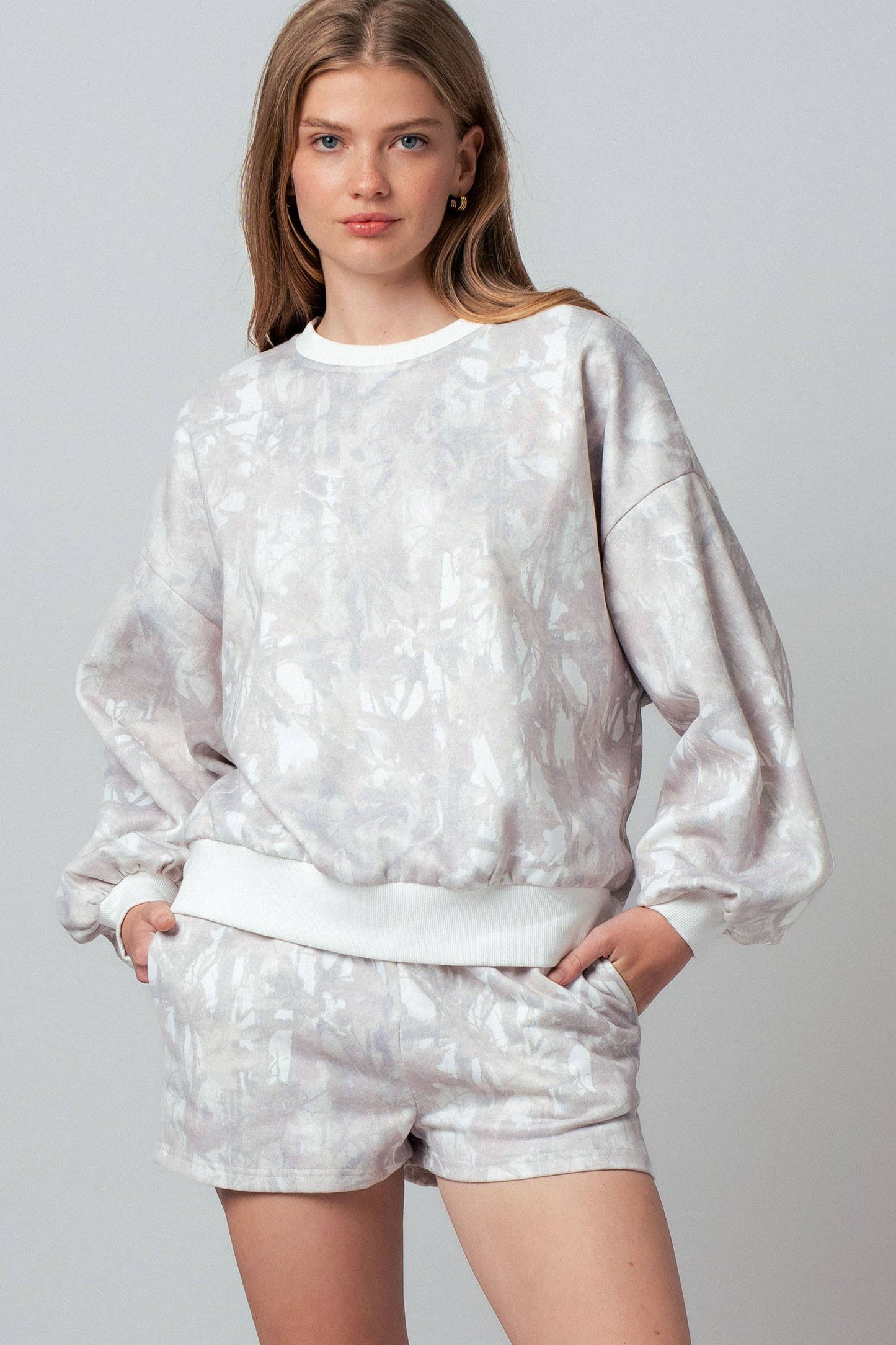 Urban Daizy - Relaxed Leaf Print Lounge Sweatshirt Set