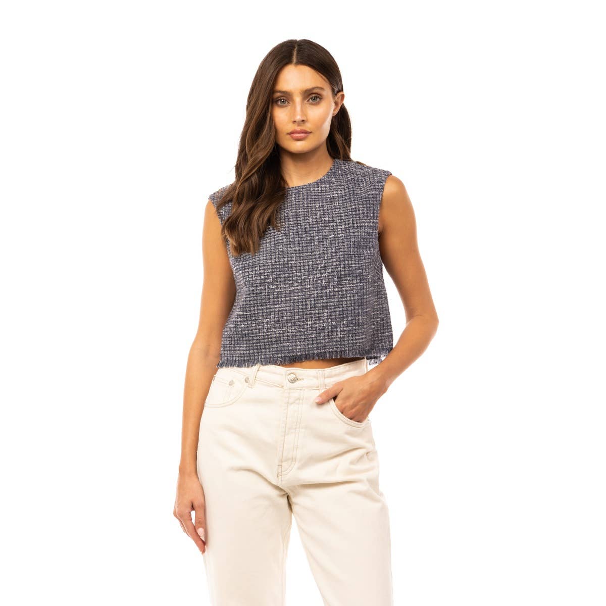 Naked Zebra - Frayed Tweed Top