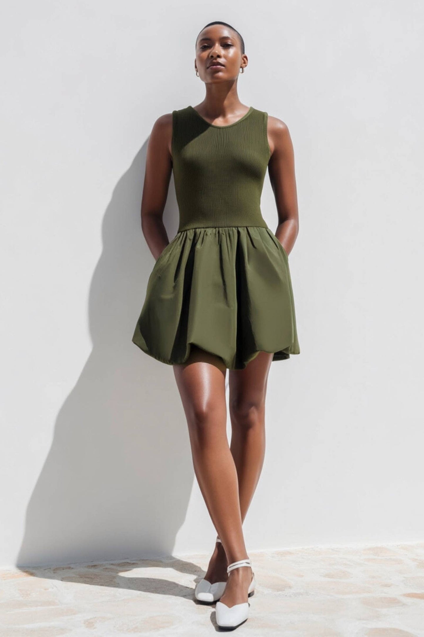 Naked Zebra - Sleeveless Bubble Skirt Mini Dress- POCKETS!