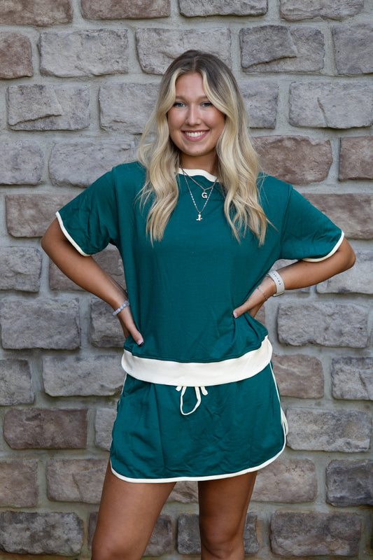 Green and Cream two-piece set