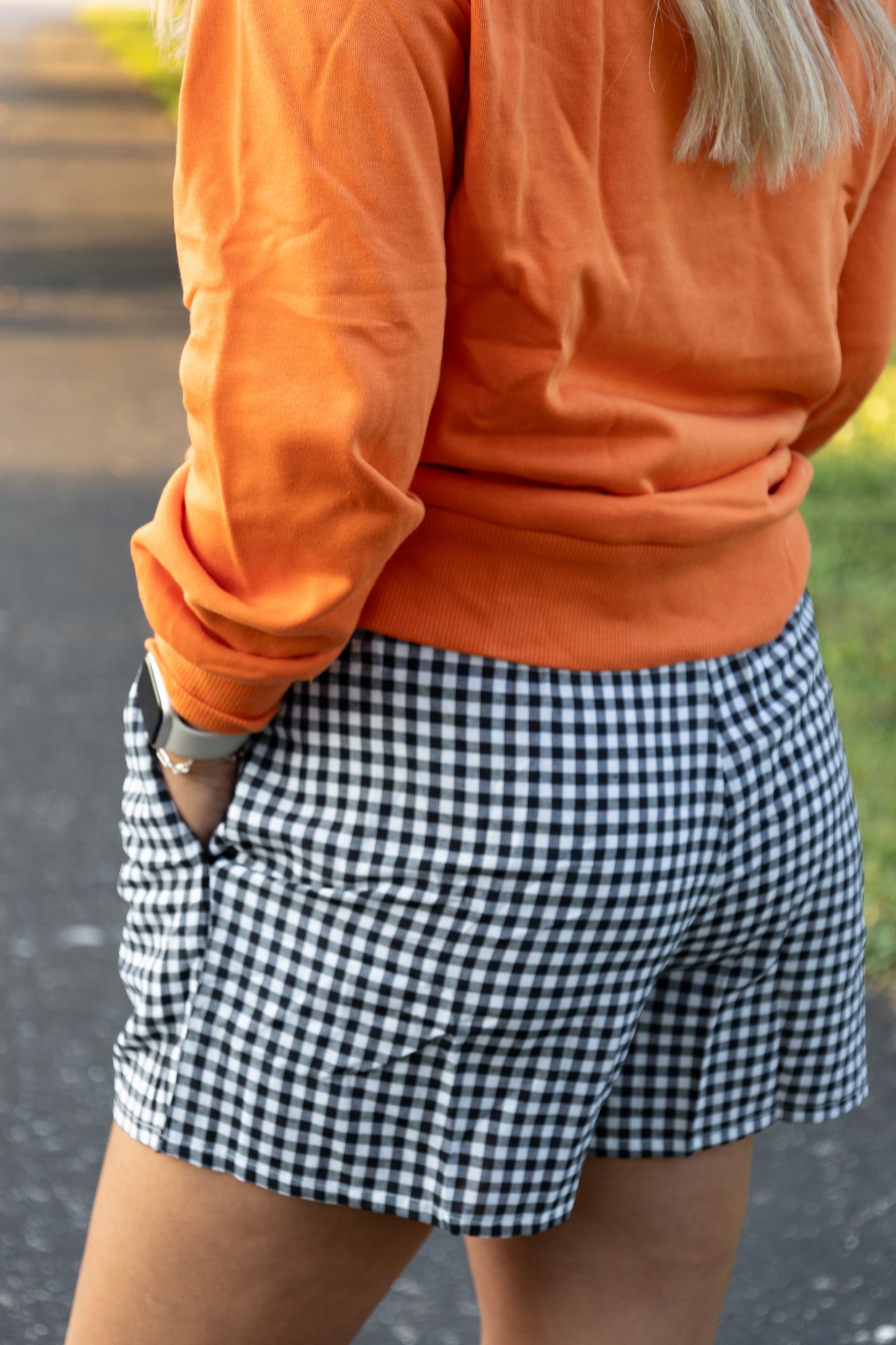Black and white Gingham shorts with pockets