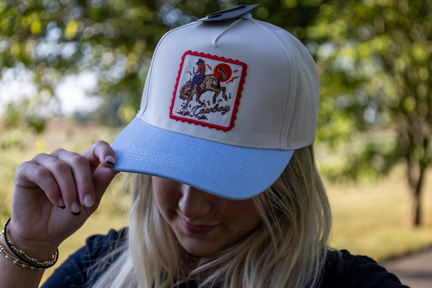 Fashion City - Detailed Cowboy Horse Embroidery Patch Denim Cap