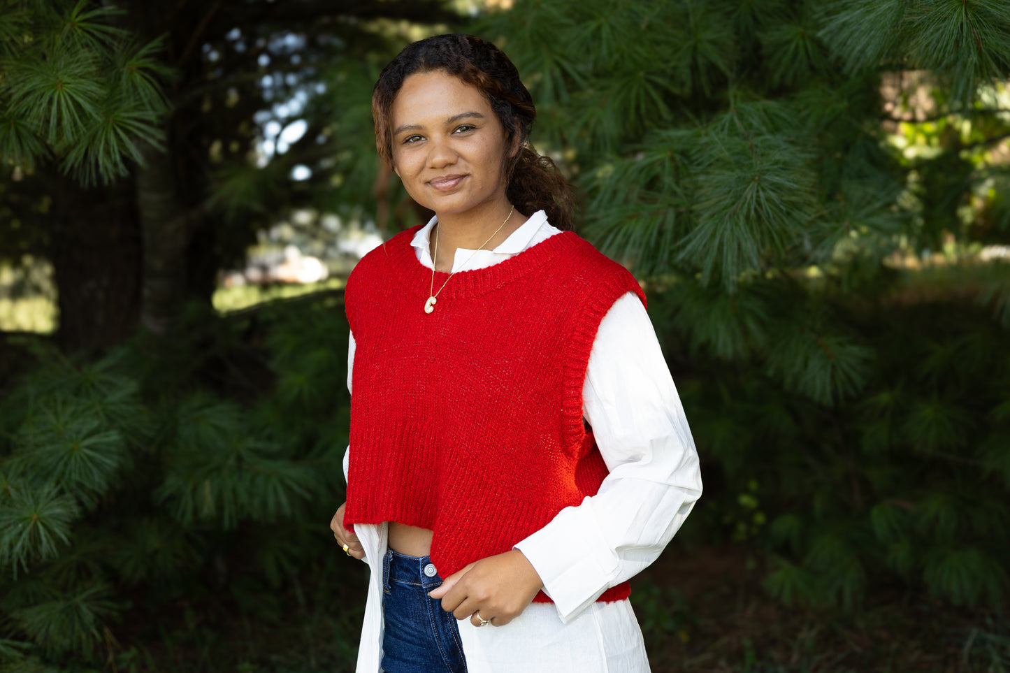 Knit Sweater Scoop Neck Vest Top