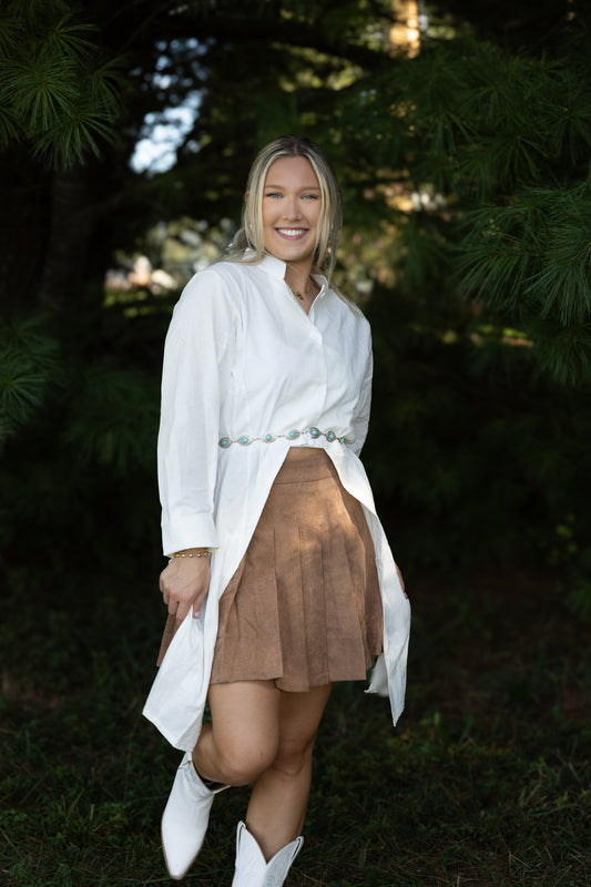 Casual Split-Front Solid Notched Collar Long Sleeve Blouse