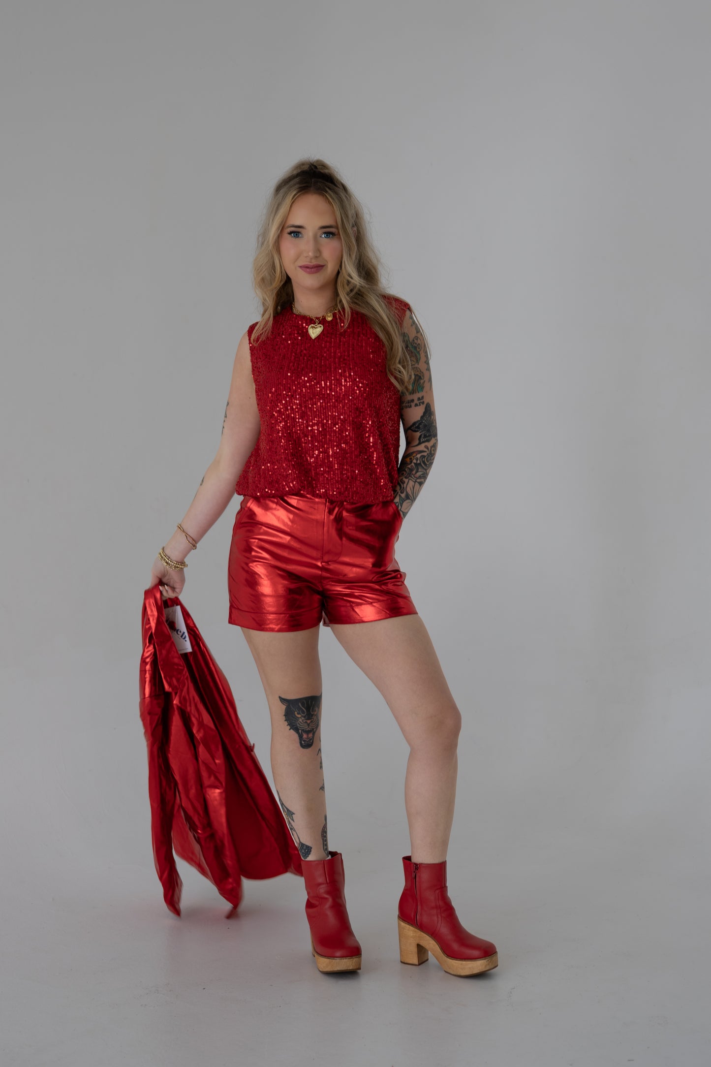 Vibrant Red Holiday Shorts/Game Day