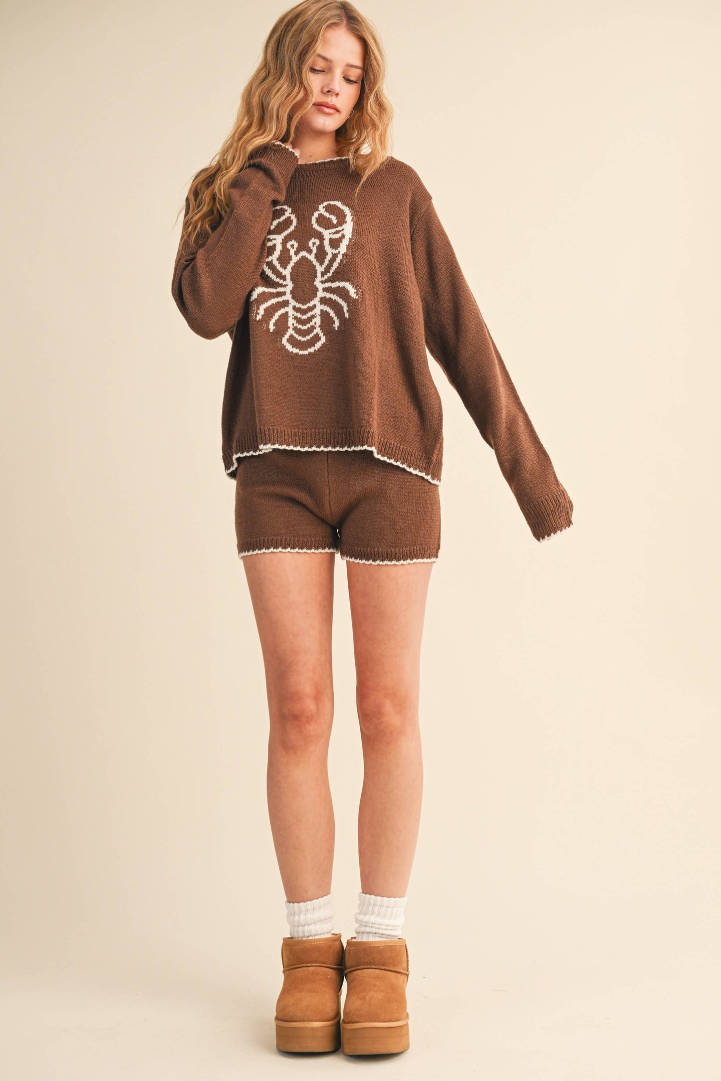 Klesis - LOBSTER PRINTED KNIT TOP AND SHORTS SET