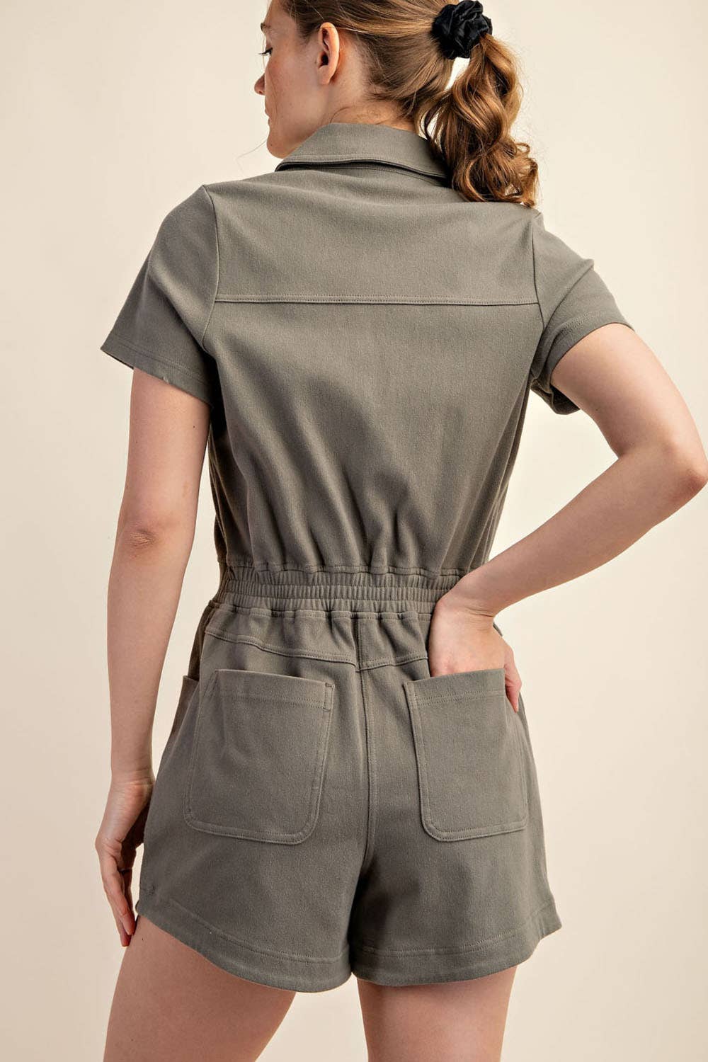 Rae Mode - COTTON STRETCH TWILL SHORT SLEEVE ROMPER