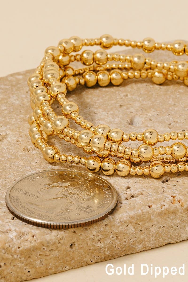 Gold Dipped Mixed Beaded Bracelet Set