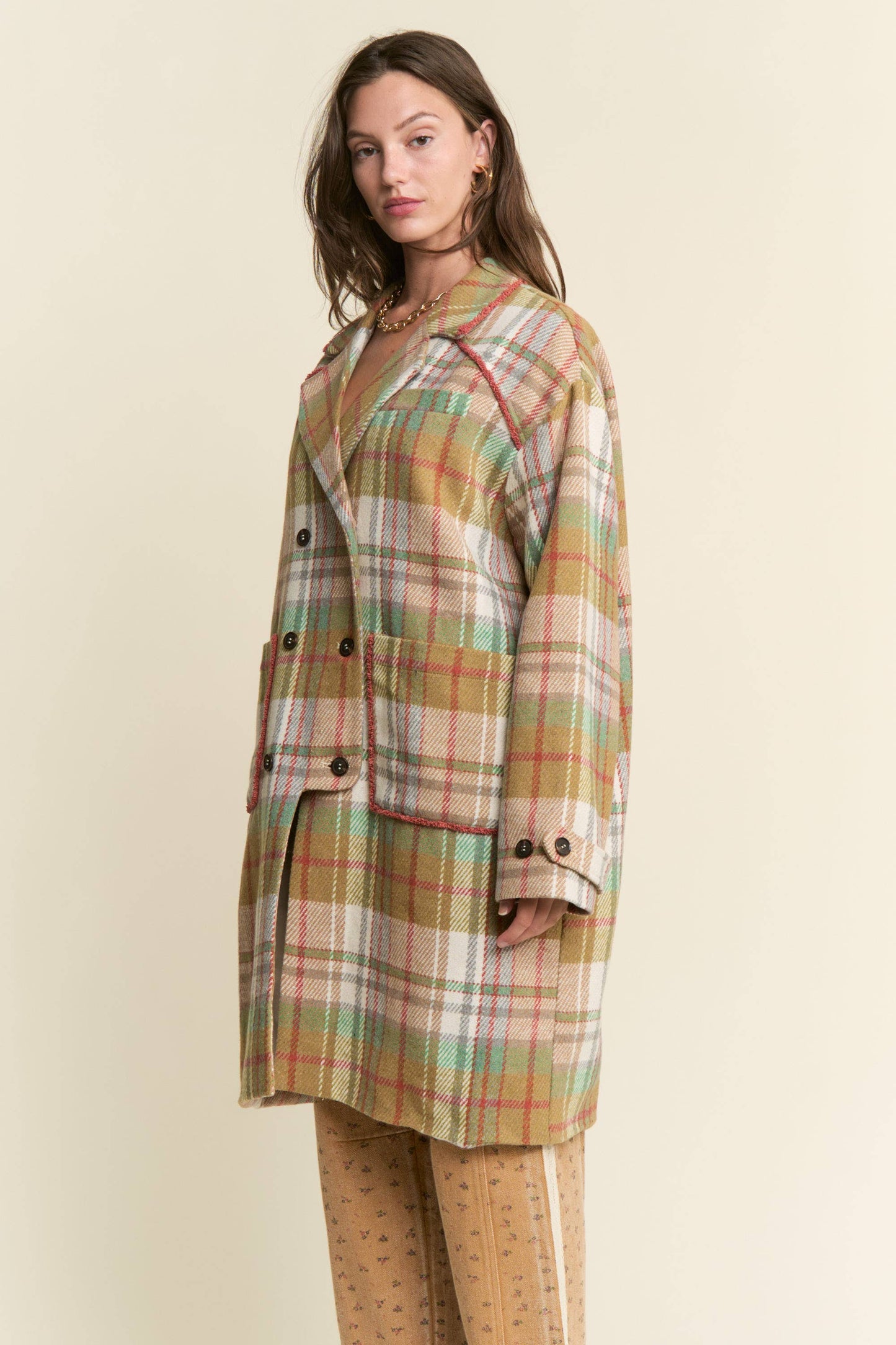 J.NNA - MUTLICOLOR PLAID COAT