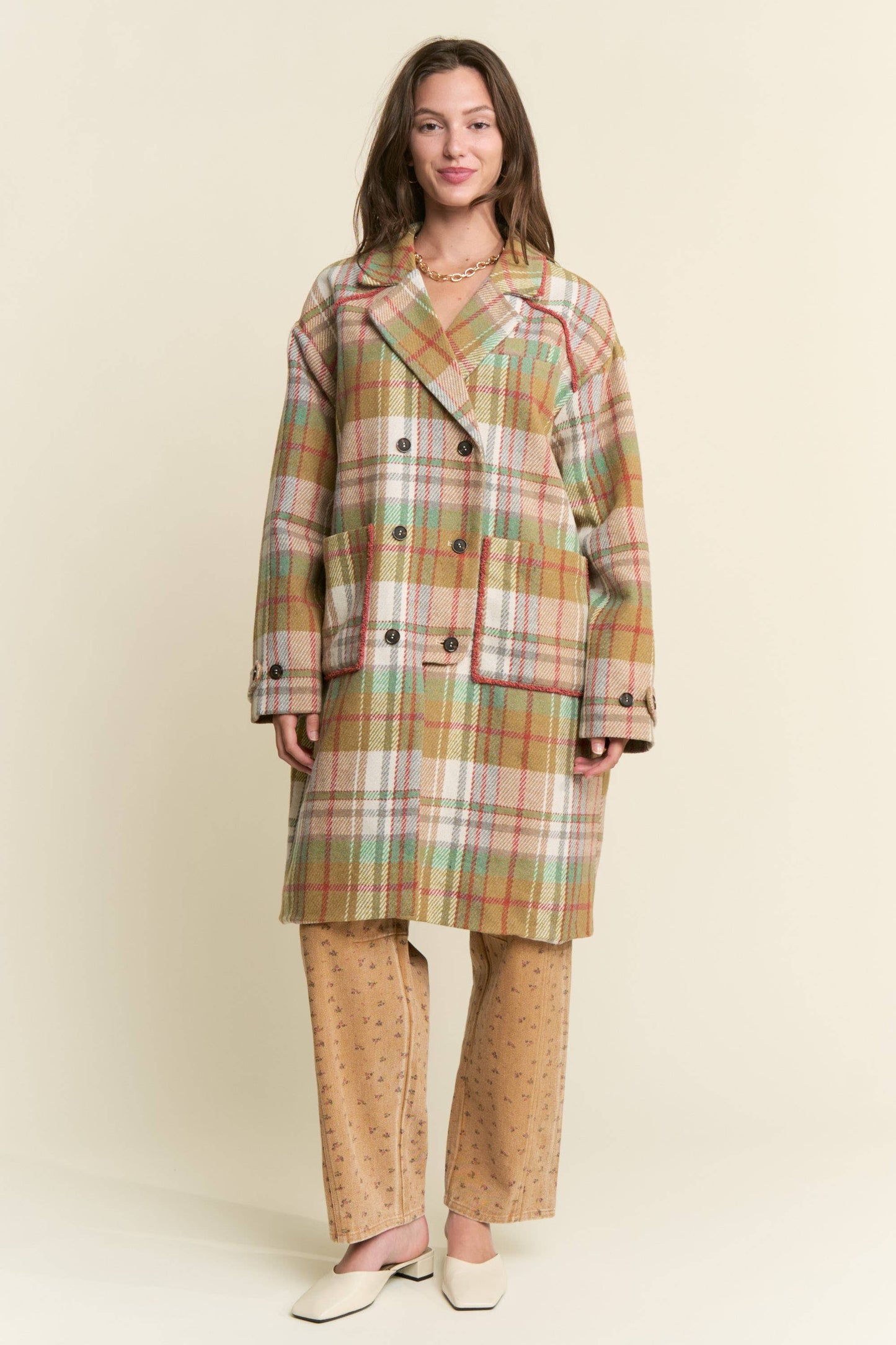 J.NNA - MUTLICOLOR PLAID COAT