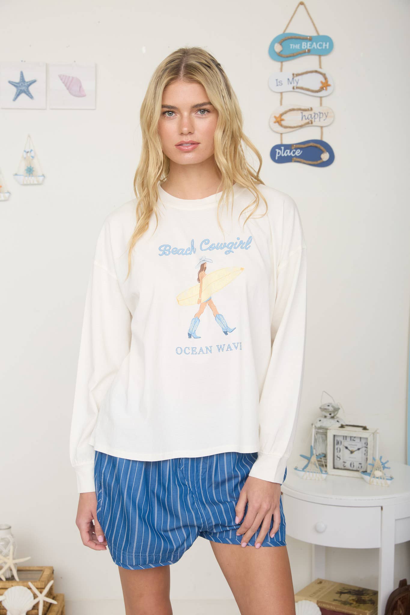 Blu Pepper - BEACH COWGIRL LONG SLEEVE KNIT TOP