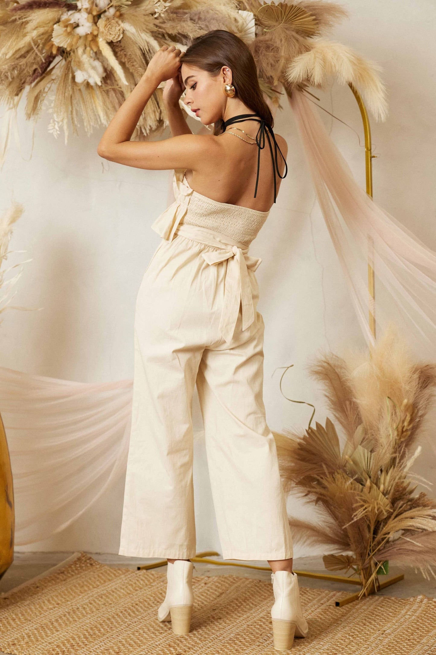 Endless Blu - Cream Tube Top Jumpsuit - Cocktail Fit