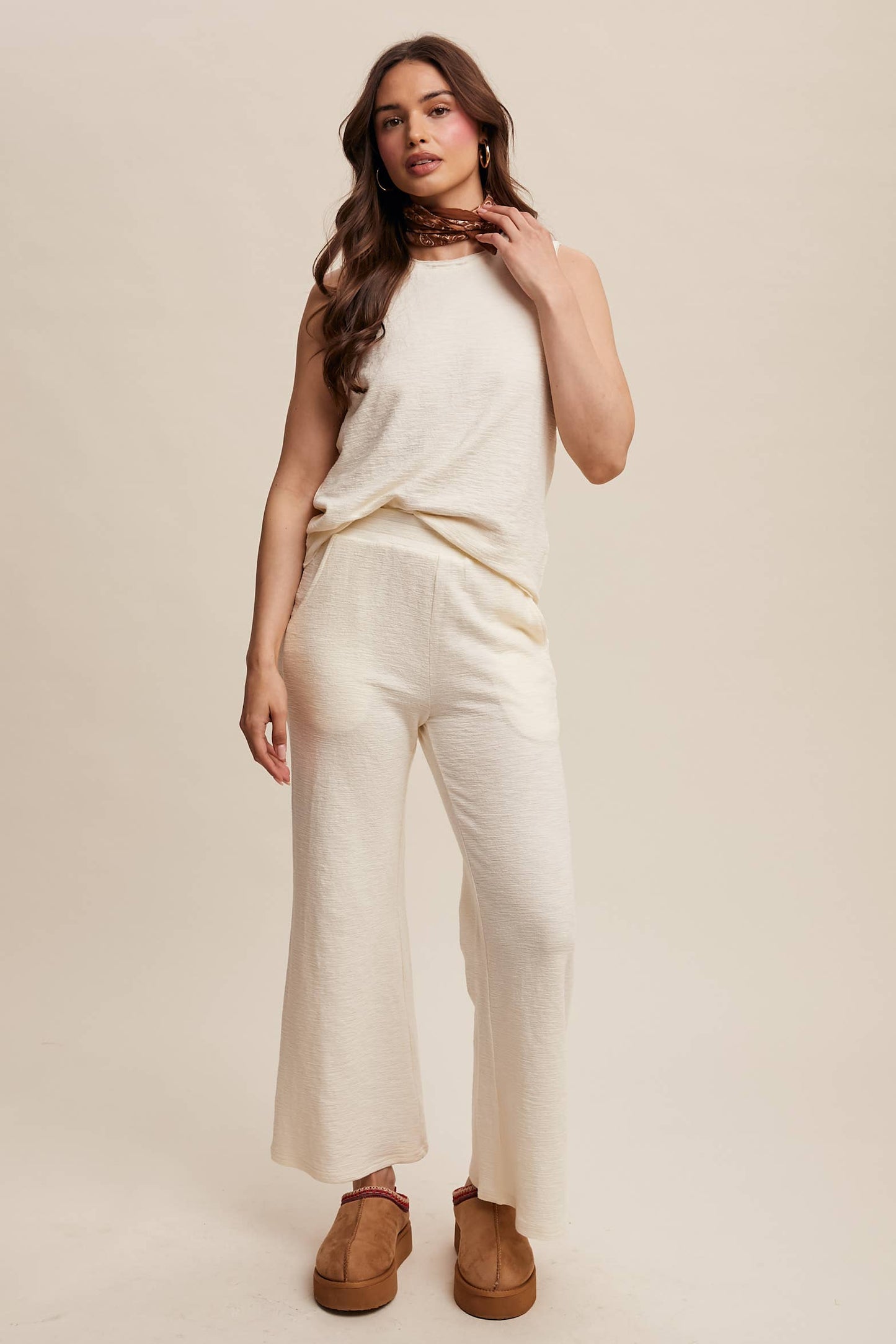Listicle - Cream,Textured, Soft Lounge Set- SCREAMS VACATION!