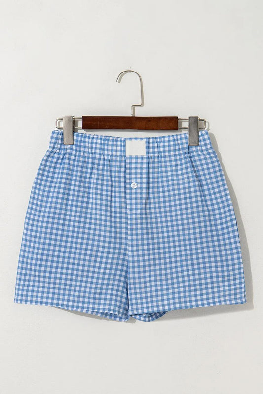 Blue and White Gingham shorts with pockets!