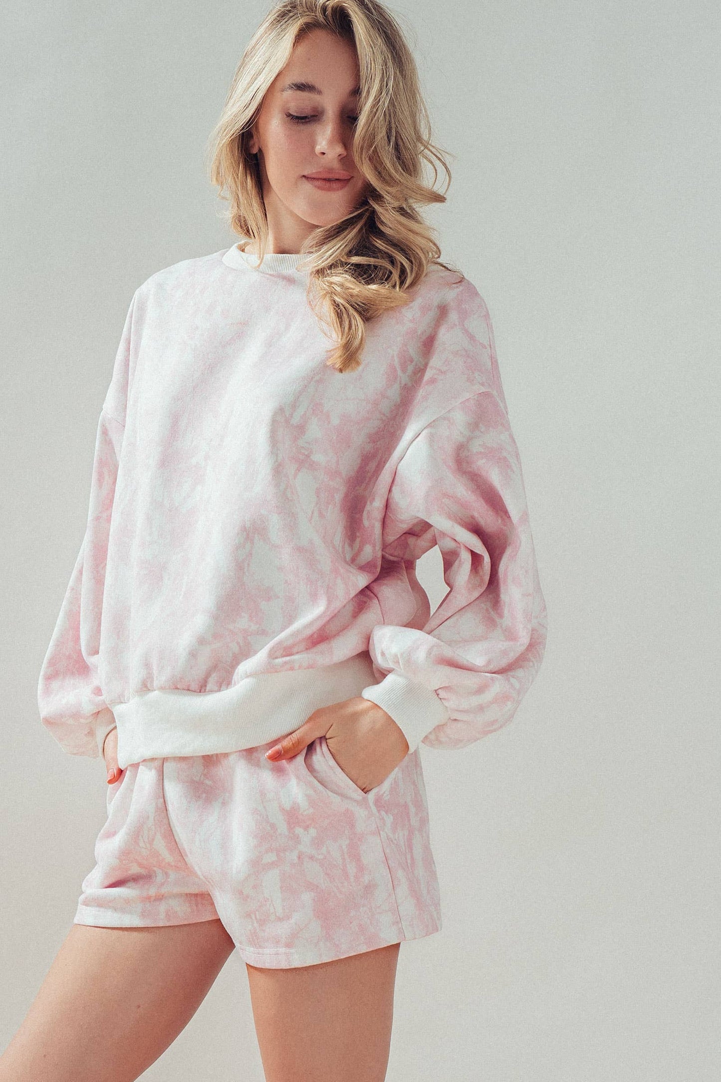 Urban Daizy - Relaxed Leaf Print Lounge Sweatshirt Set