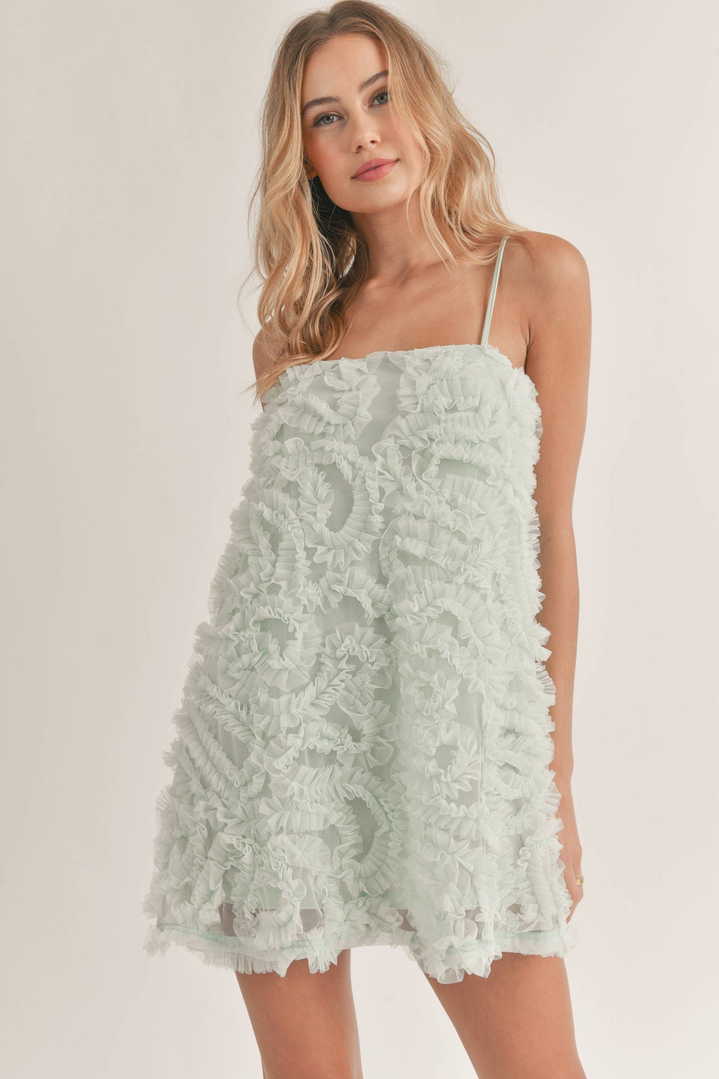 Klesis - TEXTURED TULLE MESH MINI DRESS