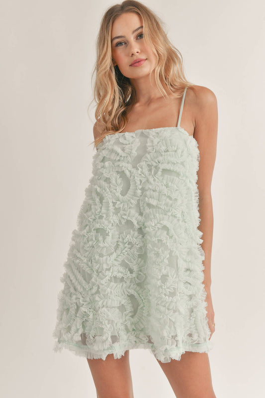 Klesis - TEXTURED TULLE MESH MINI DRESS