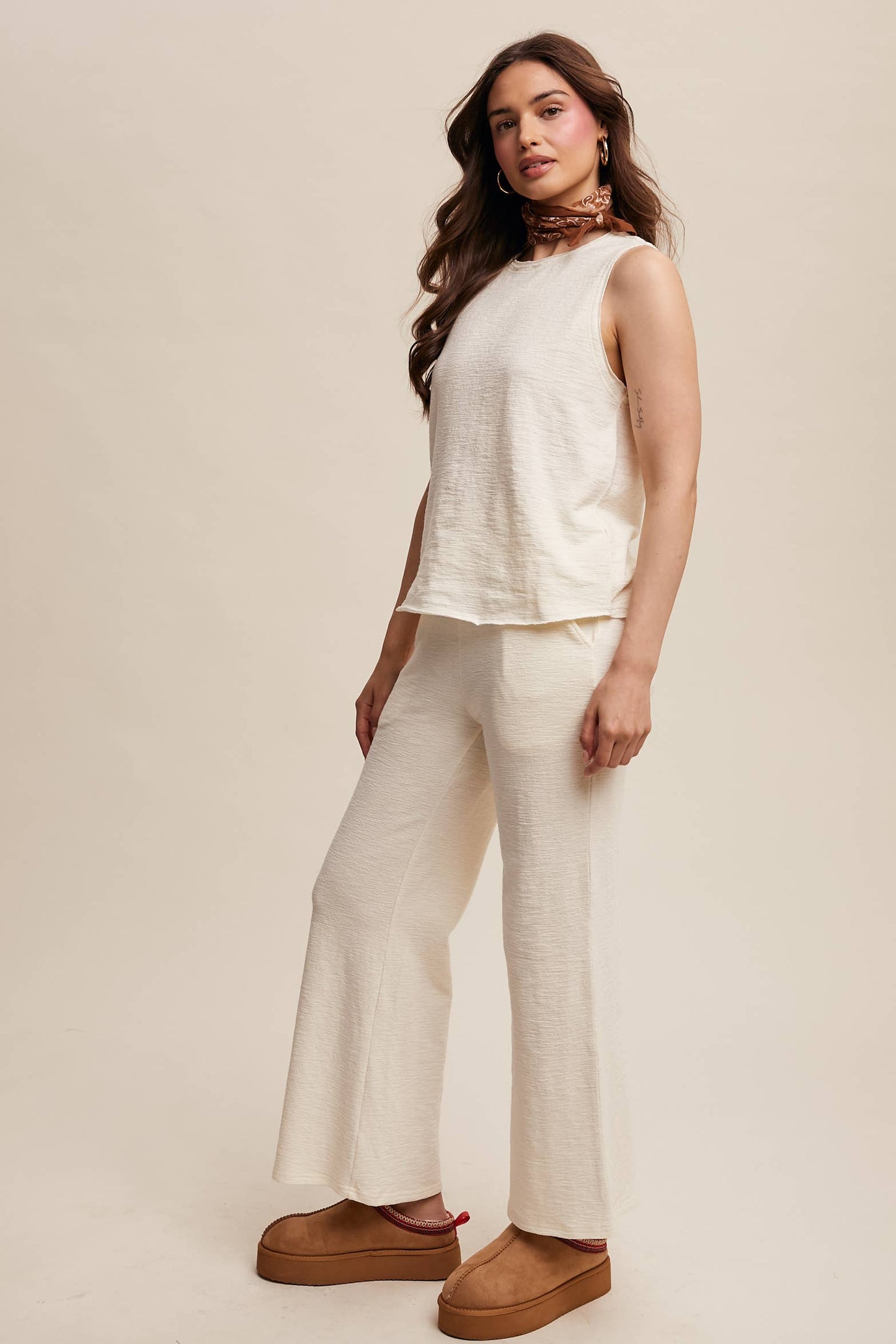 Listicle - Cream,Textured, Soft Lounge Set- SCREAMS VACATION!