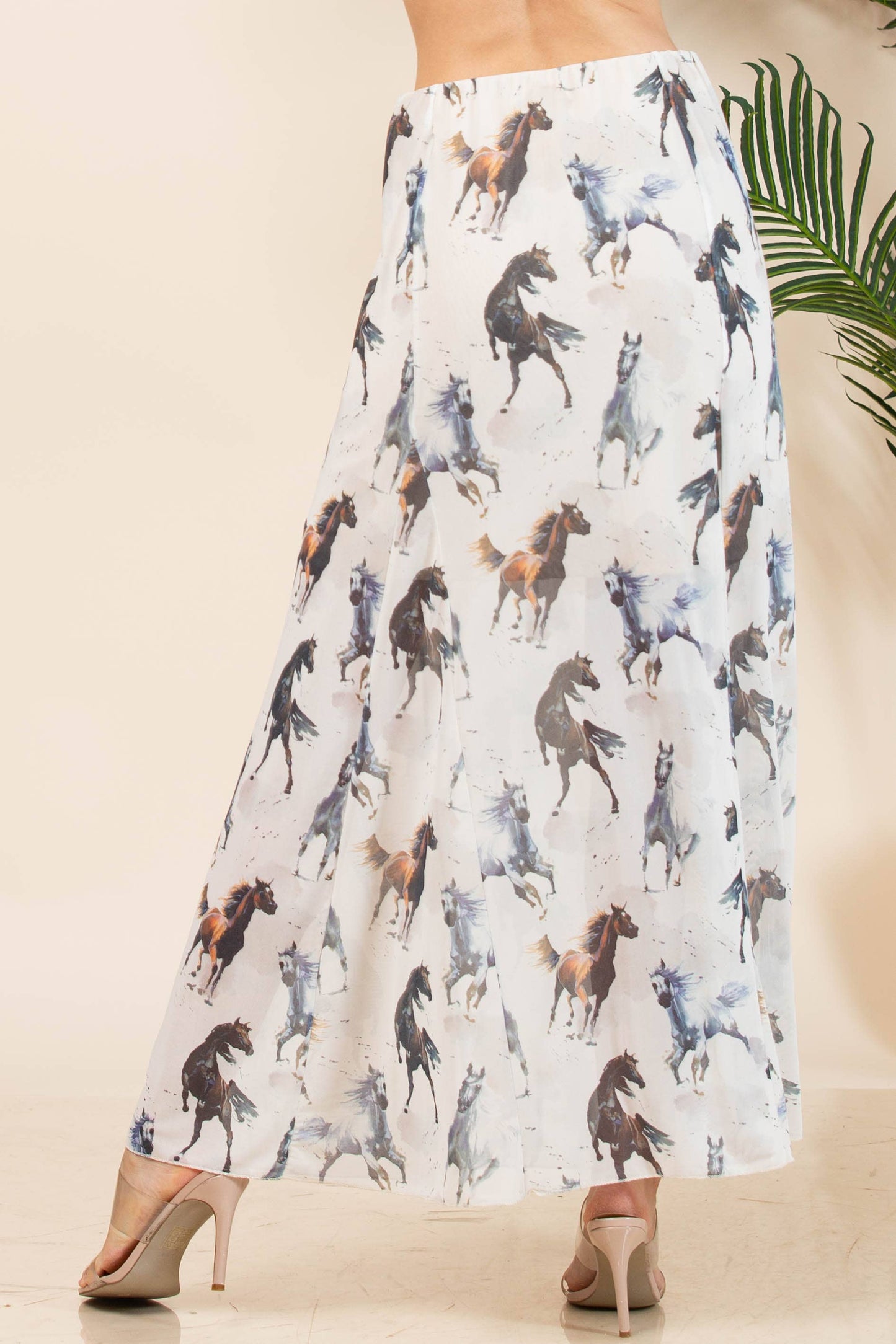 HAZEL GALLOPING HORSES PRINT LINED MESH SKIRT