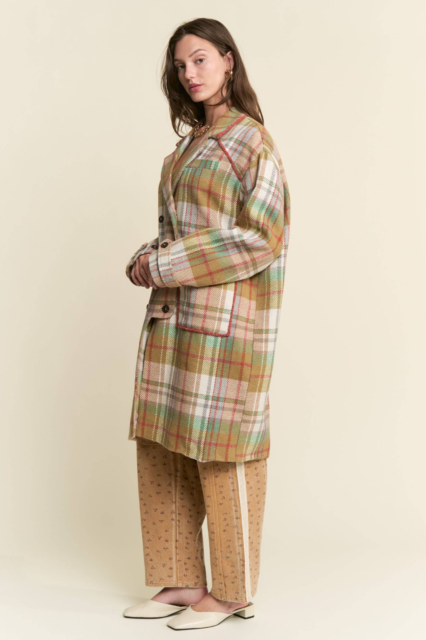 J.NNA - MUTLICOLOR PLAID COAT