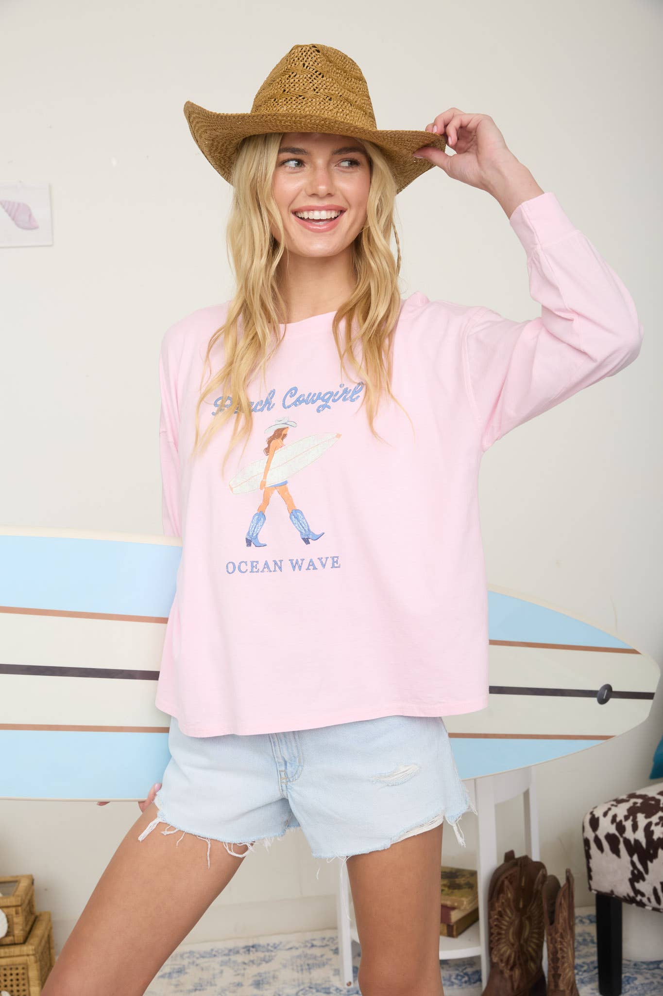 Blu Pepper - BEACH COWGIRL LONG SLEEVE KNIT TOP