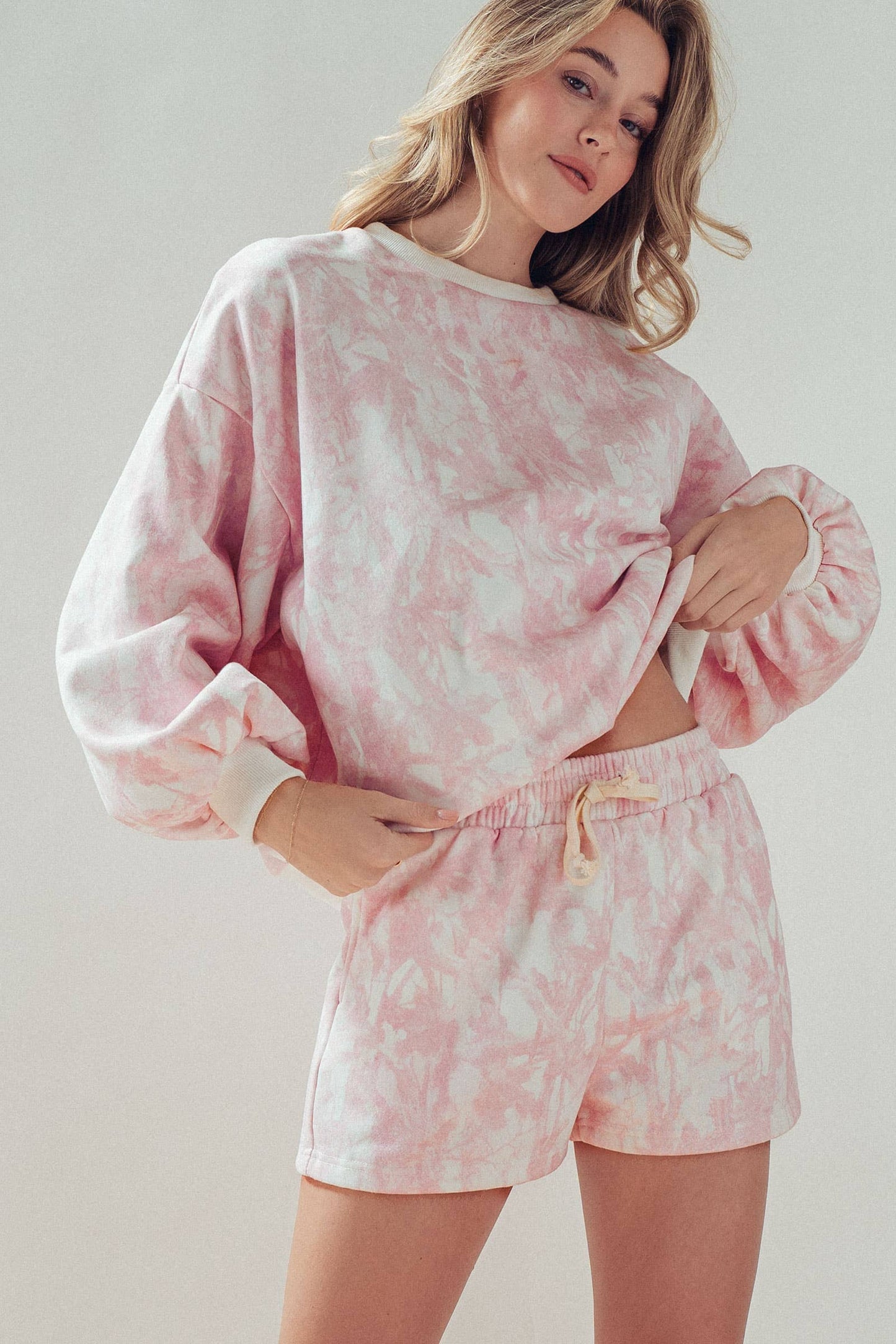 Urban Daizy - Relaxed Leaf Print Lounge Sweatshirt Set pink camo