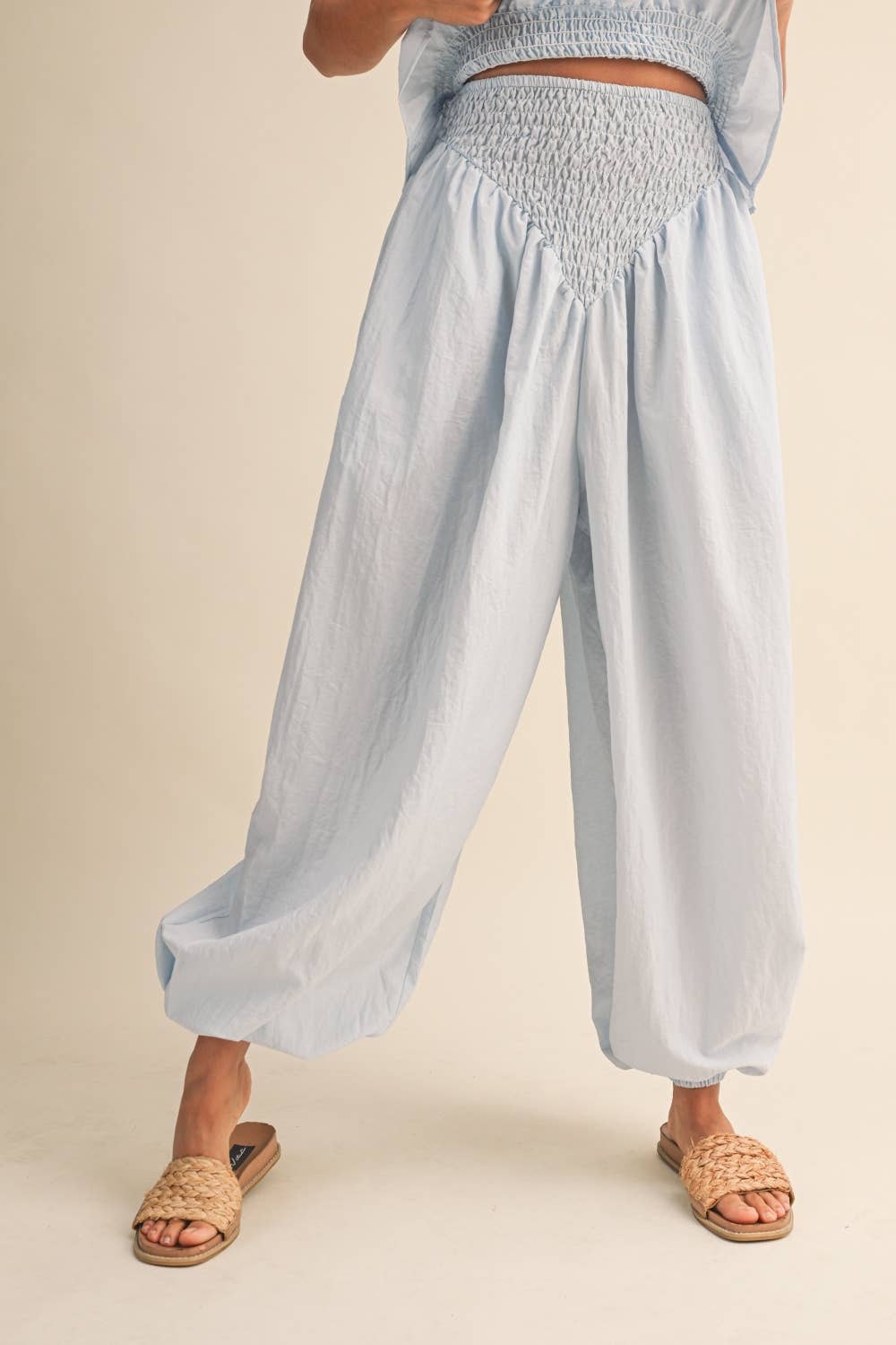 Klesis - SMOCKING DETAIL TUBE TOP AND WIDE PANTS SET