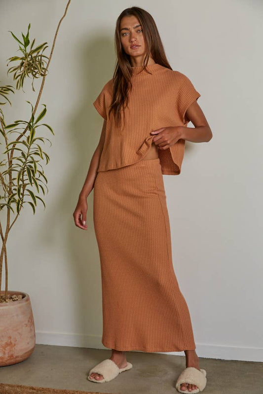 By Together -  Knit Cotton Polyester Thermal Midi Pencil Skirt