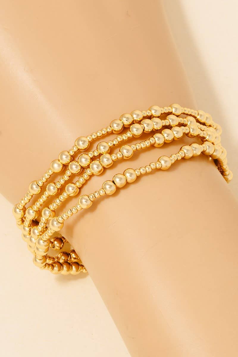 Gold Dipped Mixed Beaded Bracelet Set
