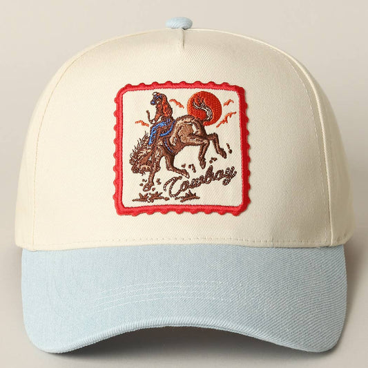 Fashion City - Detailed Cowboy Horse Embroidery Patch Denim Cap