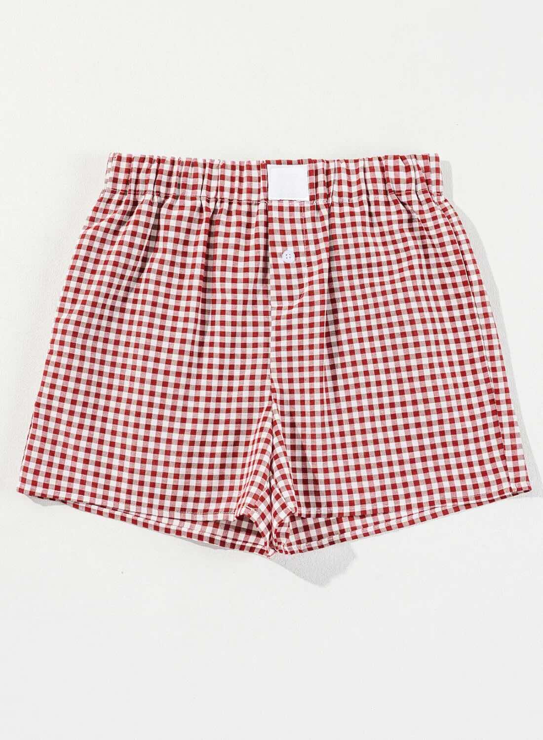 Red and white Gingham shorts with pockets