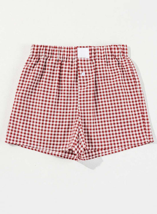 Red and white Gingham shorts with pockets